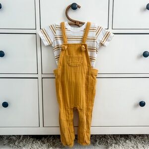 Yellow Kids Overalls and T-shirt